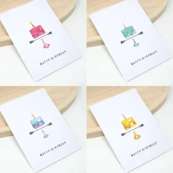 4 Geburtstagskarten Set, Torten | inkl. Briefumschlag | Aquarell Karten