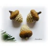 3 gehäkelte Eicheln zur Tisch- oder Streudekoration - Giveaway -  beige, gold