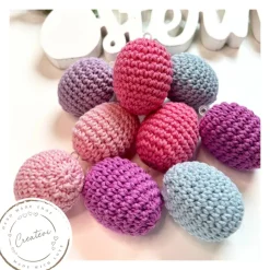 10 gehäkelte Ostereier im Set „Bonbonfantasie“ – handgemachte Osterdeko in zarten Frühlingsfarben