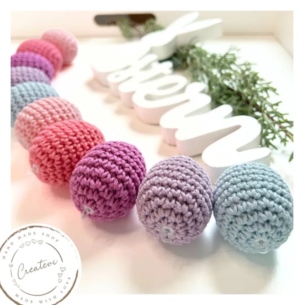 10 gehäkelte Ostereier im Set „Bonbonfantasie“ – handgemachte Osterdeko in zarten Frühlingsfarben