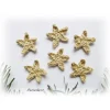 6 gehäkelte Sterne zur Tisch- oder Streudekoration - Weihnachten - Gastgeschenk,Giveaway -  beige, gold - Häkelapplikation, Aufnäher