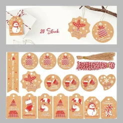 20 Geschenkanhänger Weihnachten inkl. Bänder | 3 - 7 cm