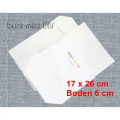 10 Geschenktüten weiß FROHE WEIHNACHTEN, große Kraftpapierbodenbeutel, mit Aufkleber Weihnachtsdorf