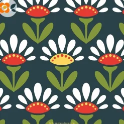 10 Glasuntersetzer Die Retroblumen grüßen Dich, Gänseblümchen und Margeriten auf Dunkelblau