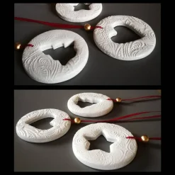 3 große Anhänger Weihnachten | weiß rot gold | 9 cm | Tanne Stern Herz