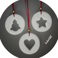 3 große Anhänger Weihnachten | weiß rot gold | 9 cm | Tanne Stern Herz