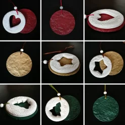 3 große Anhänger Weihnachten | weiß rot gold grün | 9,5 cm | Herz Stern Tanne