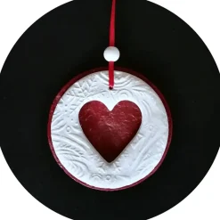 3 große Anhänger Weihnachten | weiß rot gold grün | 9,5 cm | Herz Stern Tanne