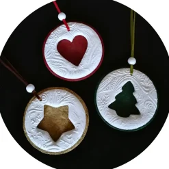 3 große Anhänger Weihnachten | weiß rot gold grün | 9,5 cm | Herz Stern Tanne