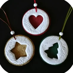 3 große Anhänger Weihnachten | weiß rot gold grün | 9,5 cm | Herz Stern Tanne