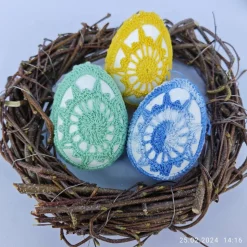 3 große umhäkelte Ostereier