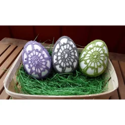 3 große umhäkelte Ostereier