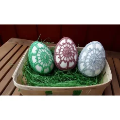 3 große umhäkelte Ostereier