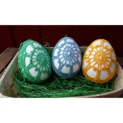 3 große umhäkelte Ostereier