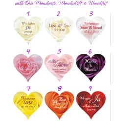 15 herzförmige Hochzeitsaufkleber | romantische Rosen - Herz