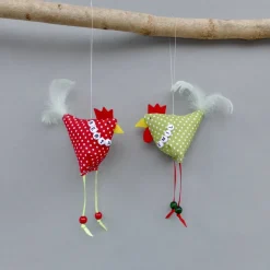 2 Hühner, 1 Hahn und 1 Henne,  mit Namen, individualisierbar, Osterdeko, Stoffhühner