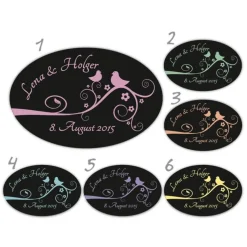 18 Hochzeitsaufkleber | Tauben - schwarz