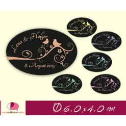 18 Hochzeitsaufkleber | Tauben - schwarz