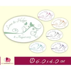 18 Hochzeitsaufkleber | Tauben - weiß