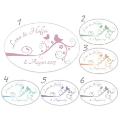 18 Hochzeitsaufkleber | Tauben - weiß