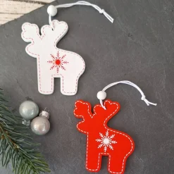 2 Holz Anhänger Weihnachten ~ Schneeflocke ~ Elch ~ Weihnachtsschmuck ~ Deko