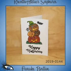 ►2019-0144◄ Karte A6 - HALLOWEEN - "Happy Halloween + Kürbisse"