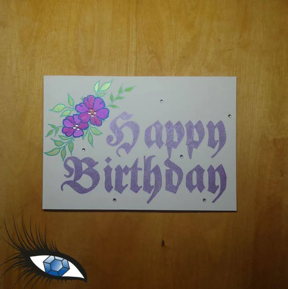 ►2023-0057◄ Karte B6 - GEBURTSTAG "Happy Birthday + Blumen"