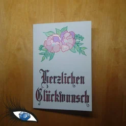 ►2023-0027◄ Karte B6 - GLÜCKWUNSCH "Herzlichen Glückwunsch + Blumen"