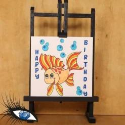 ►2022-0111◄ Karte Quadratisch - GEBURTSTAG "Happy Birthday + Fisch"