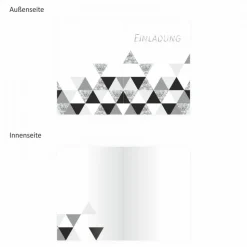 10 Klapp-Einladungskarten Dreiecke Glitzer inkl. 10 weißen Briefumschlägen - Hochzeit Geburtstag Konfirmation J