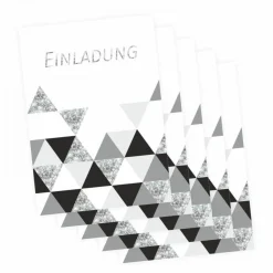 10 Klapp-Einladungskarten Dreiecke Glitzer inkl. 10 weißen Briefumschlägen - Hochzeit Geburtstag Konfirmation J