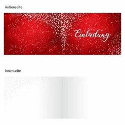 10 Klapp-Einladungskarten Rot Glitzer inkl. 10 weißen Briefumschlägen - Hochzeit Geburtstag Konfirmation Jubil&