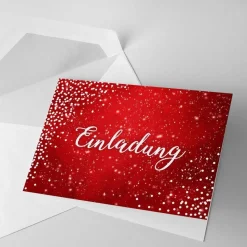 10 Klapp-Einladungskarten Rot Glitzer inkl. 10 weißen Briefumschlägen - Hochzeit Geburtstag Konfirmation Jubil&