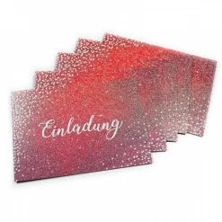 10 Klapp-Einladungskarten Rot Glitzer inkl. 10 weißen Briefumschlägen - Hochzeit Geburtstag Konfirmation Jubil&