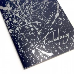 10 Klapp-Einladungskarten Splash Silber marine inkl. 10 weißen Briefumschlägen - Hochzeit Geburtstag Konfirmati