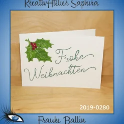 [2019-0280] Klappkarte "Merry Christmas / Weihnachten" - handgeschrieben + handgezeichnet