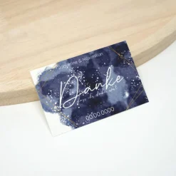 100 kleine Hochzeit Dankeskarte 03 | Nachthimmel Celestial Aquarell Hintergrund | Personalisiert mit Namen und Datum