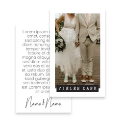100 kleine Hochzeit Dankeskarte 05 | Personalisierte Danke Karte mit Foto | Polaroid Stil | 85 mm x 55 mm