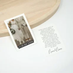 100 kleine Hochzeit Dankeskarte 05 | Personalisierte Danke Karte mit Foto | Polaroid Stil | 85 mm x 55 mm