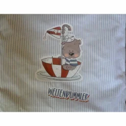 " Krims - Krams Büdel maritim / blau - weiß gestreift mit Applikation / Turnbeutel für den Kindergarten und Grundschule