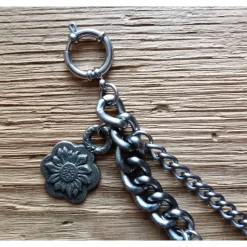 1 Lederhosen - Charivari, zweireihig, 7 Anhänger, ca. 33 cm, Trachtenschmuck, Herrenschmuck, Trachtenaccessoires