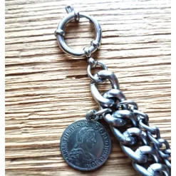 1 Lederhosen - Charivari, zweireihig, 7 Anhänger, ca. 33 cm, Trachtenschmuck, Herrenschmuck, Trachtenaccessoires