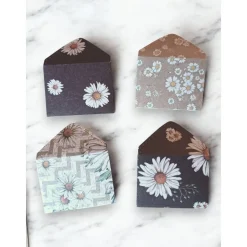 13 Mini Umschläge Gänseblümchen mit Briefpapier – Kleine Briefumschläge für Geldgeschenk, Gastgeschenk & Mitbringsel