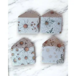 13 Mini Umschläge Gänseblümchen mit Briefpapier – Kleine Briefumschläge für Geldgeschenk, Gastgeschenk & Mitbringsel