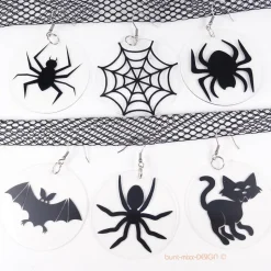 1 Ohrhänger Halloween Spinne Feldermaus Katze, Acrylscheibe mit Motiv, handmade by BuntMixxDESIGN