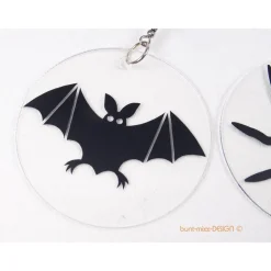 1 Ohrhänger Halloween Spinne Feldermaus Katze, Acrylscheibe mit Motiv, handmade by BuntMixxDESIGN