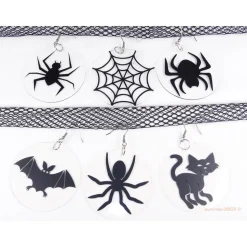 1 Ohrhänger Halloween Spinne Feldermaus Katze, Acrylscheibe mit Motiv, handmade by BuntMixxDESIGN