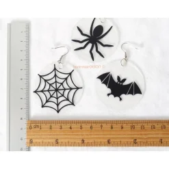 1 Ohrhänger Halloween Spinne Feldermaus Katze, Acrylscheibe mit Motiv, handmade by BuntMixxDESIGN
