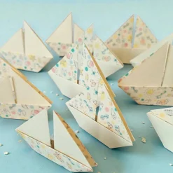 10 Origami Segelboote Tischdeko hellgelb – Handgefaltete Boote für Konfirmation, Taufe & Hochzeit
