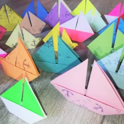 10 Origami Segelboote Tischdeko – Maritim, Bunt, Taufe, Hochzeit, Papierboote, Boote, Schiffe